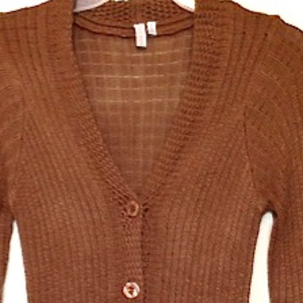 MADISON-Pleated Crochet Maxi Cardigan Sweater - Picture 3 of 10